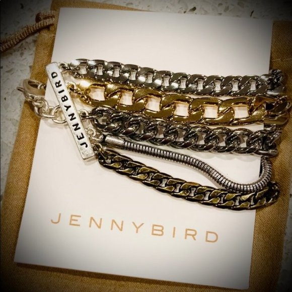 Jenny Bird Austin Stacking Multi-Metal Cuff Stacked Bracelet Jewelry Silver Gold - Picture 8 of 8